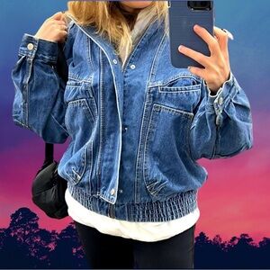 🆕Universal Thread Women’s plus-size Relaxed Denim Bomber Jacket Coat💜💜3X